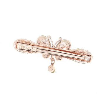 Gold Finish Rhinestone Butterfly Princess Hair Clip with Drop Champagne